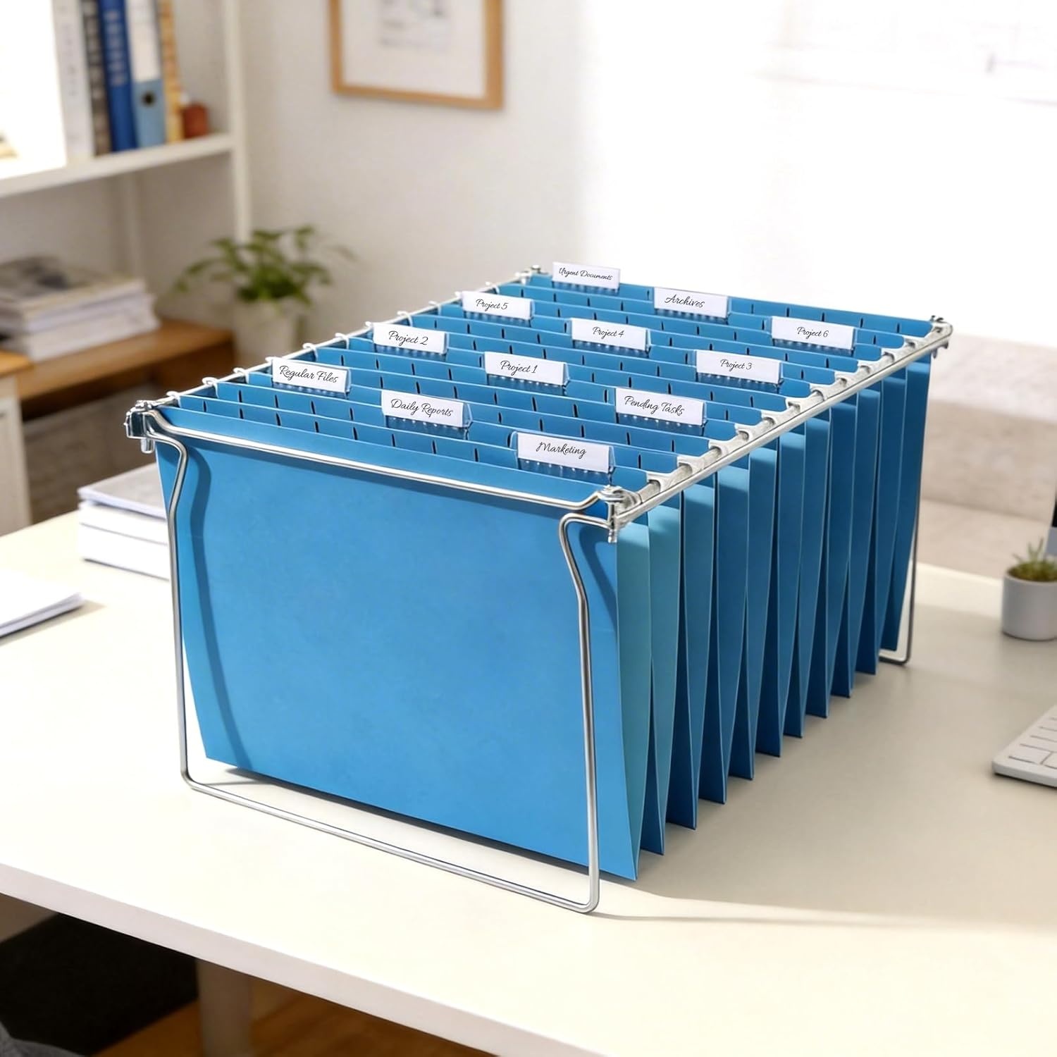 image:imageSUNEE Hanging File Folders 25 Pack Letter Size Hanging File Folders with 15Cut Tabs Ideal for Home and Office Organization and Papers ClassificationYellowBlue