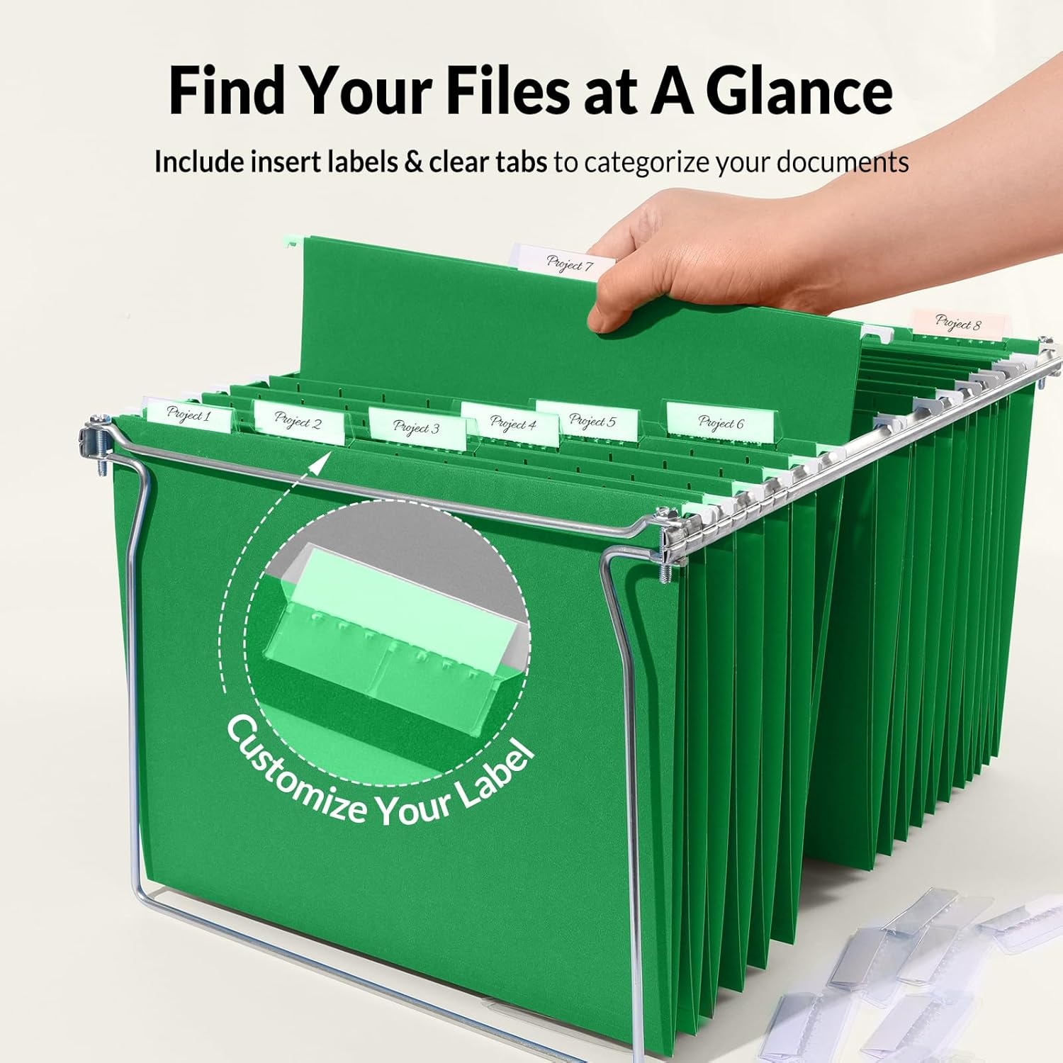 image:imageSUNEE Hanging File Folders 25 Pack Letter Size Hanging File Folders with 15Cut Tabs Ideal for Home and Office Organization and Papers ClassificationYellowGreen