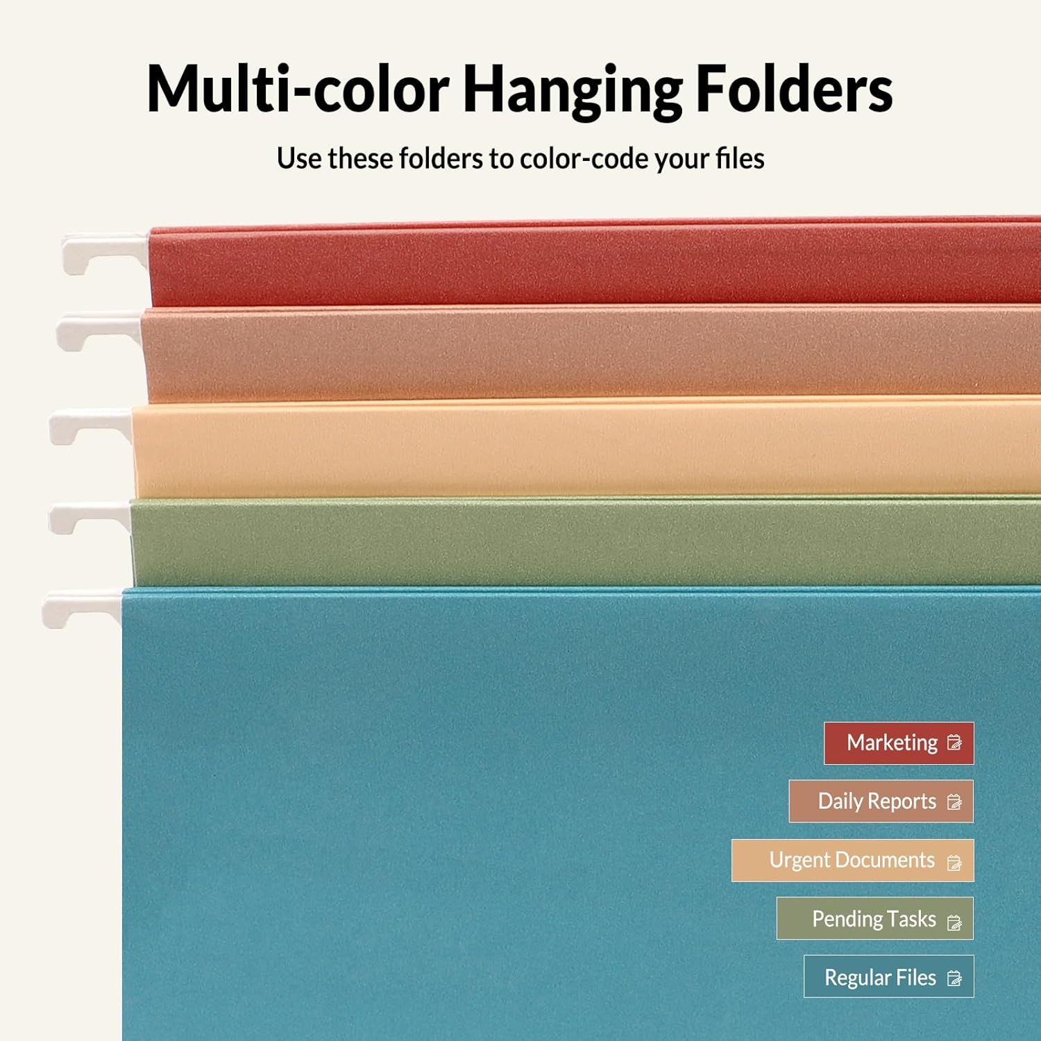 image:imageSUNEE Hanging File Folders 25 Pack Letter Size Hanging File Folders with 15Cut Tabs Ideal for Home and Office Organization and Papers ClassificationYellowRetro Colors
