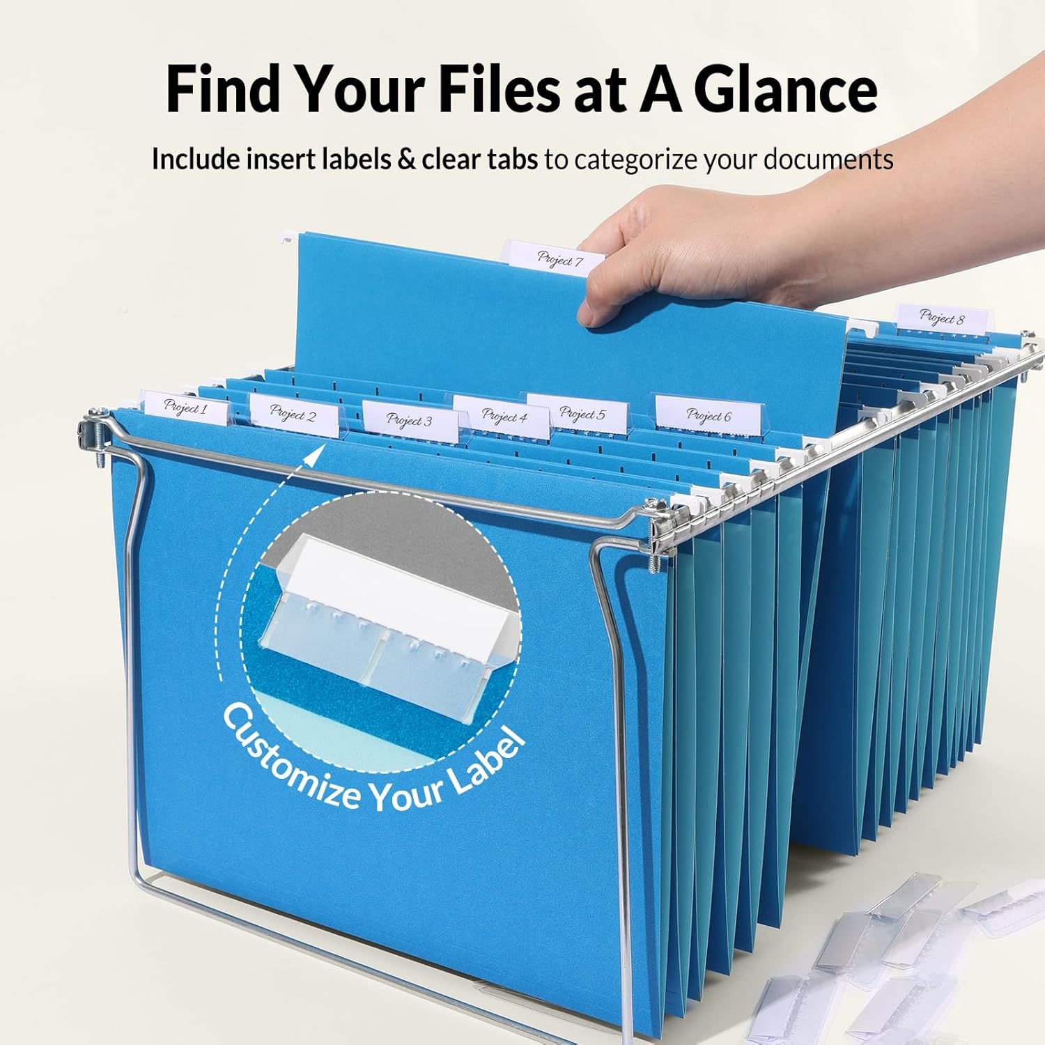 image:imageSUNEE Hanging File Folders 25 Pack Letter Size Hanging File Folders with 15Cut Tabs Ideal for Home and Office Organization and Papers ClassificationYellowBlue