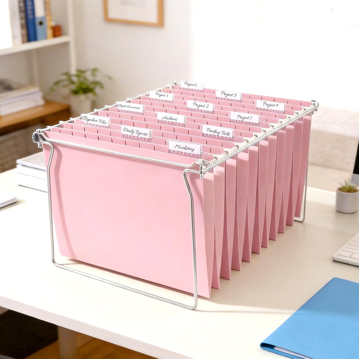 image:imageSUNEE Hanging File Folders 25 Pack Letter Size Hanging File Folders with 15Cut Tabs Ideal for Home and Office Organization and Papers ClassificationYellowPink