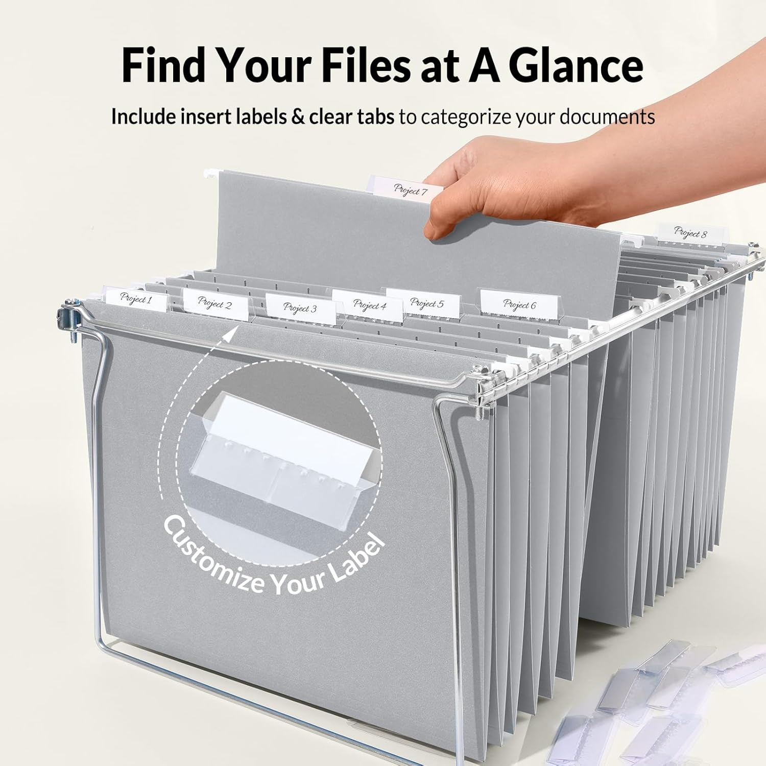 image:imageSUNEE Hanging File Folders 25 Pack Letter Size Hanging File Folders with 15Cut Tabs Ideal for Home and Office Organization and Papers ClassificationYellowGray