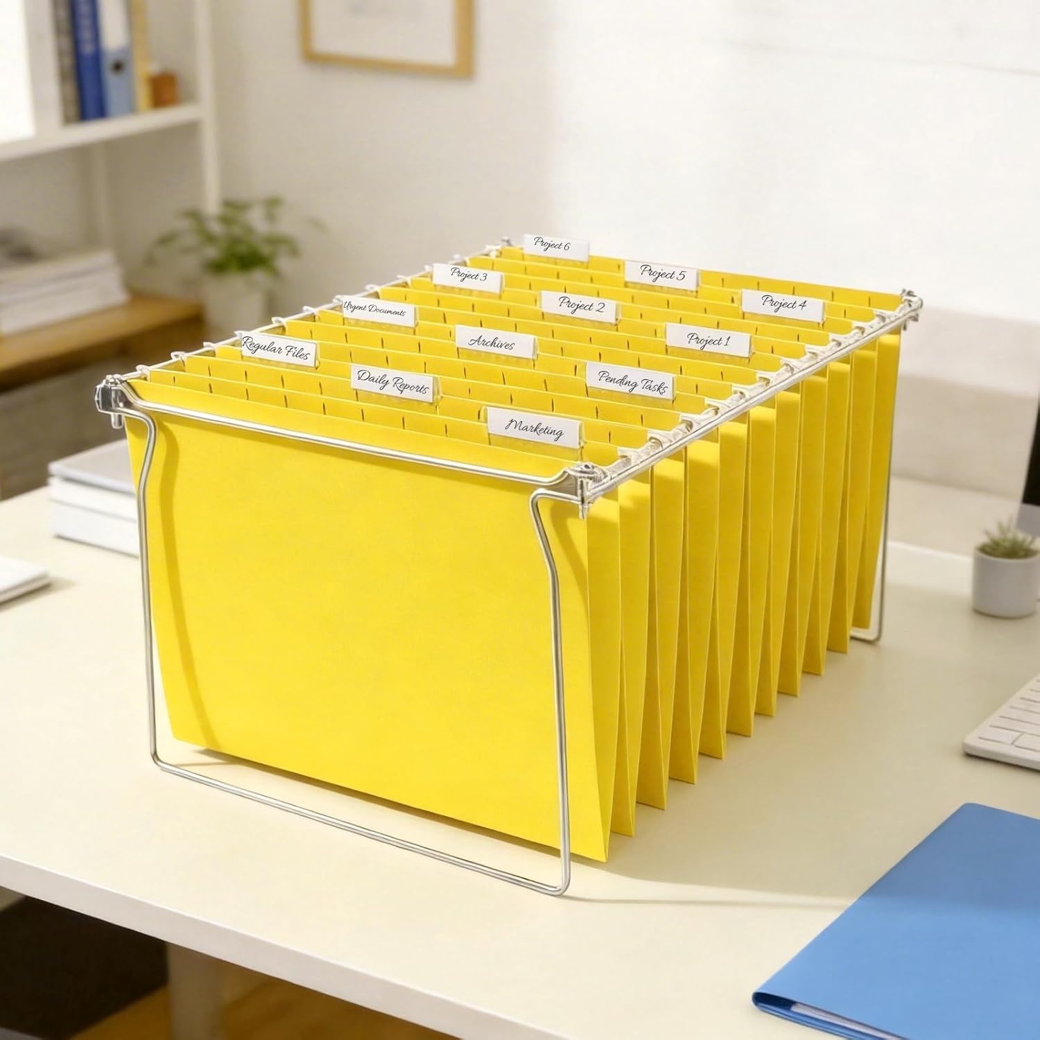 image:imageSUNEE Hanging File Folders 25 Pack Letter Size Hanging File Folders with 15Cut Tabs Ideal for Home and Office Organization and Papers ClassificationYellowYellow