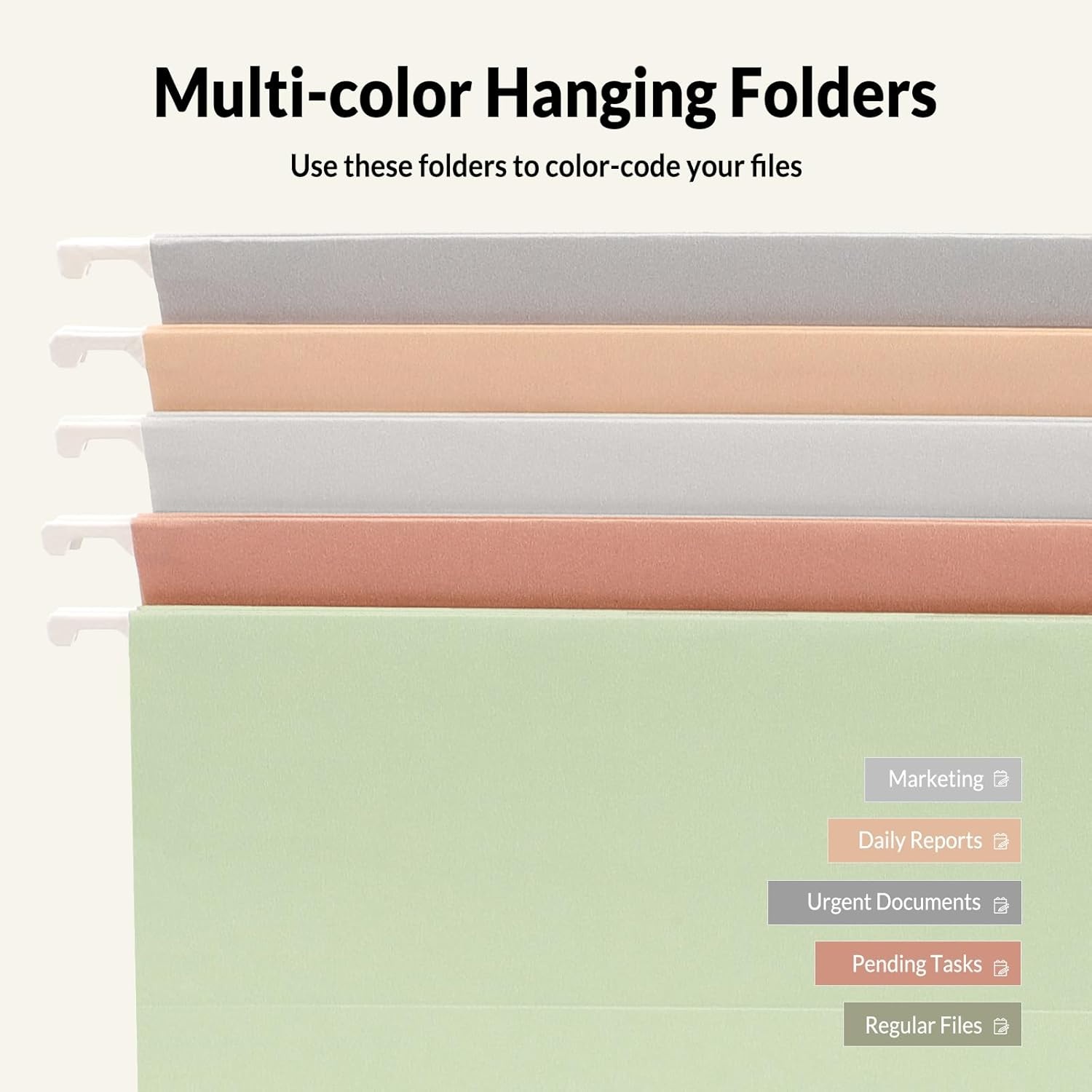 image:imageSUNEE Hanging File Folders 25 Pack Letter Size Hanging File Folders with 15Cut Tabs Ideal for Home and Office Organization and Papers ClassificationYellowPastel Colors