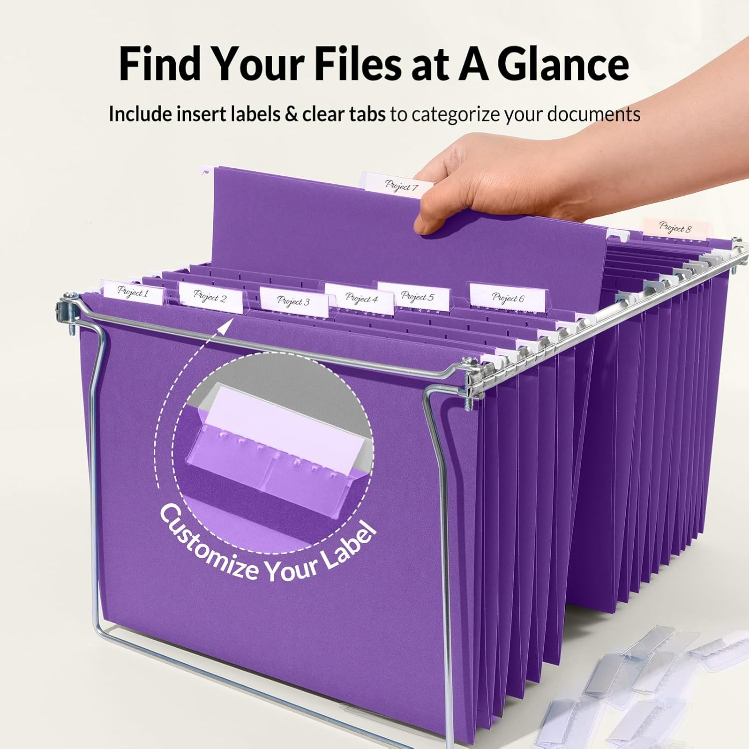 image:imageSUNEE Hanging File Folders 25 Pack Letter Size Hanging File Folders with 15Cut Tabs Ideal for Home and Office Organization and Papers ClassificationYellowPurple
