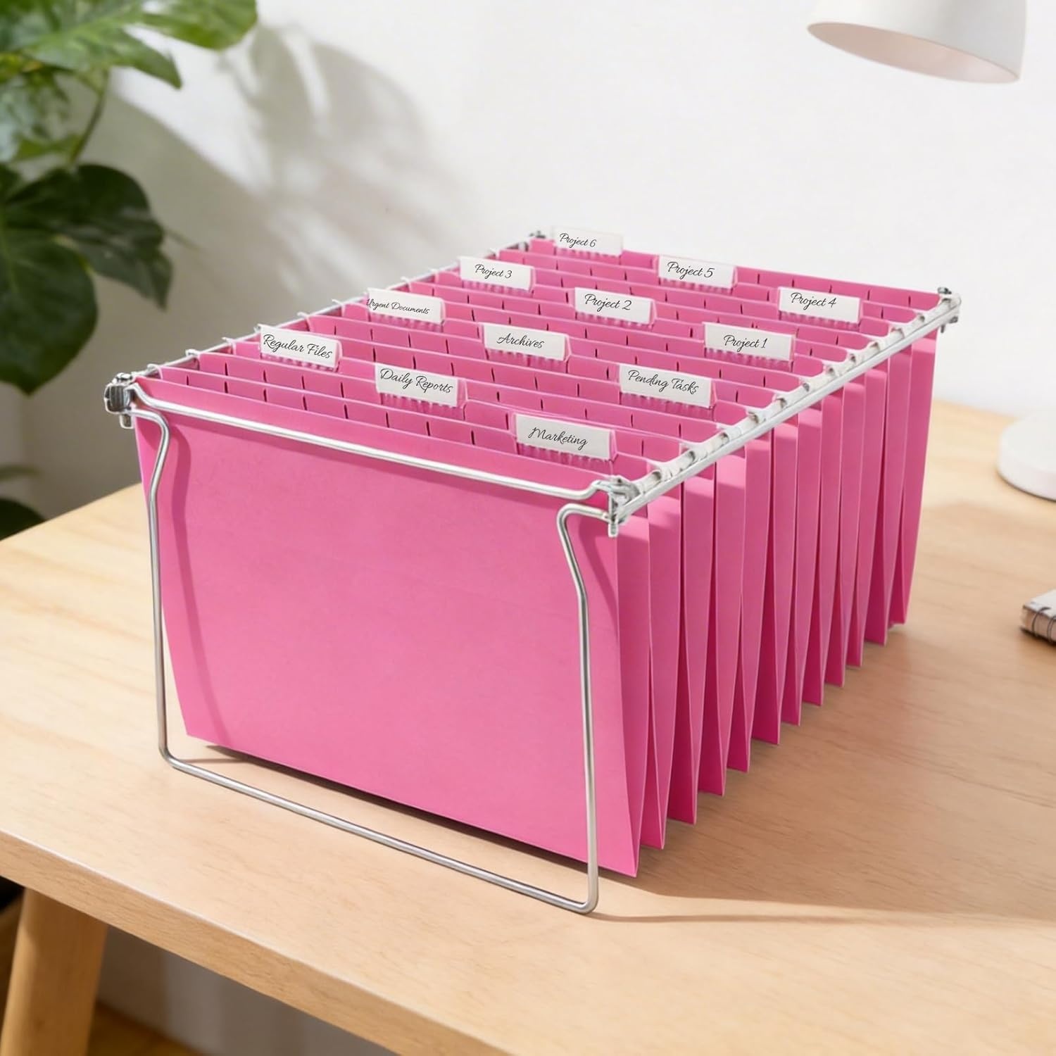 image:imageSUNEE Hanging File Folders 25 Pack Letter Size Hanging File Folders with 15Cut Tabs Ideal for Home and Office Organization and Papers ClassificationYellowBright Neon Pink
