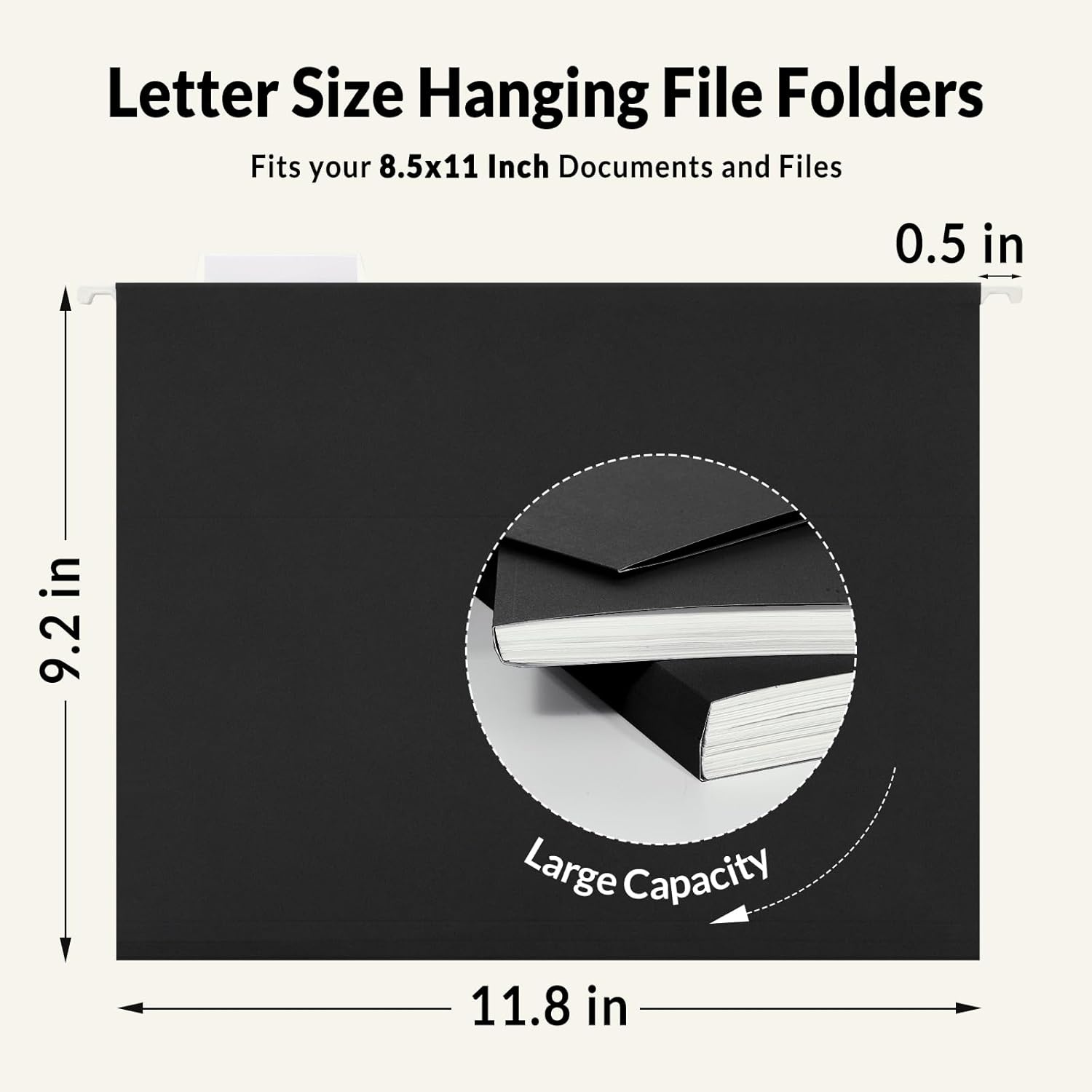 image:imageSUNEE Hanging File Folders Retro Colors 6 Pack Letter Size File Folders with 15cut Tabs Stay Organized for Your Home and Office Bulk File and DocumentsBlack