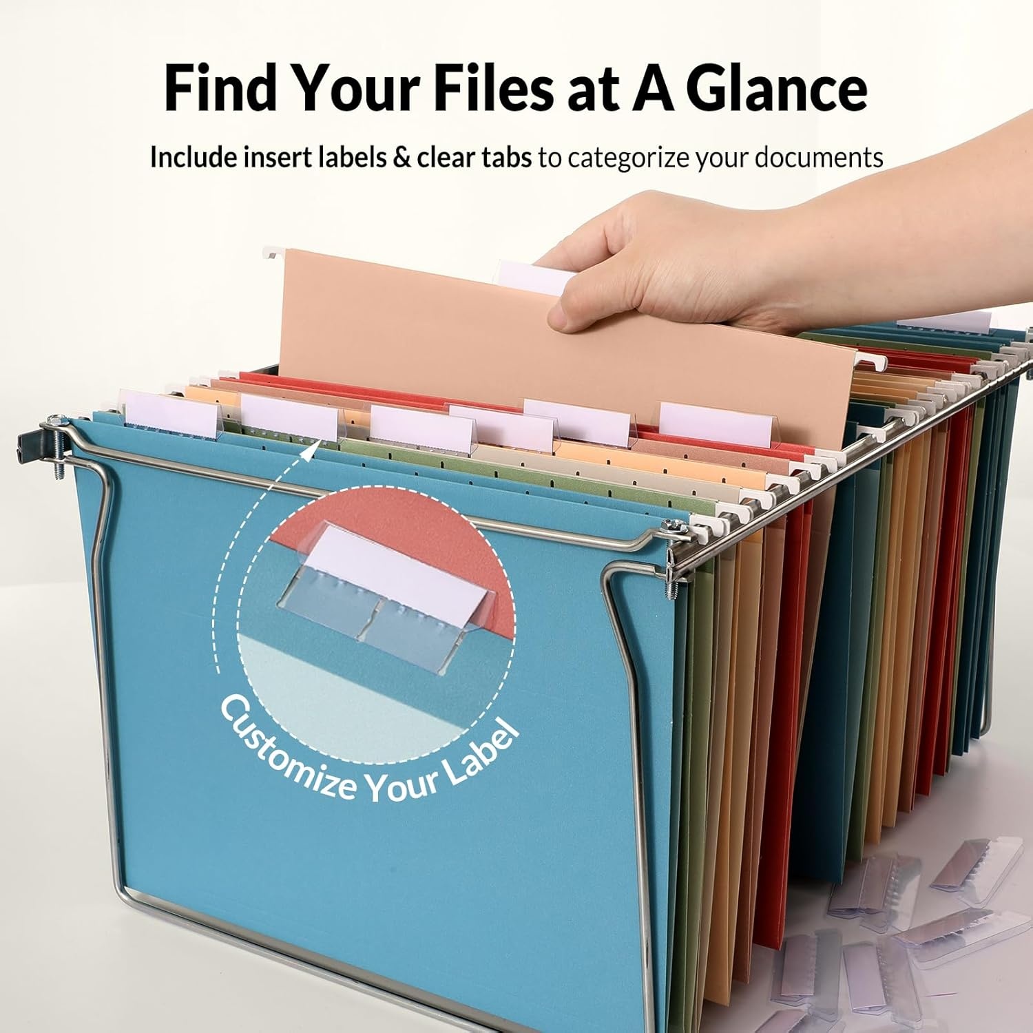 image:imageSUNEE Hanging File Folders Retro Colors 6 Pack Letter Size File Folders with 15cut Tabs Stay Organized for Your Home and Office Bulk File and DocumentsRetro Color