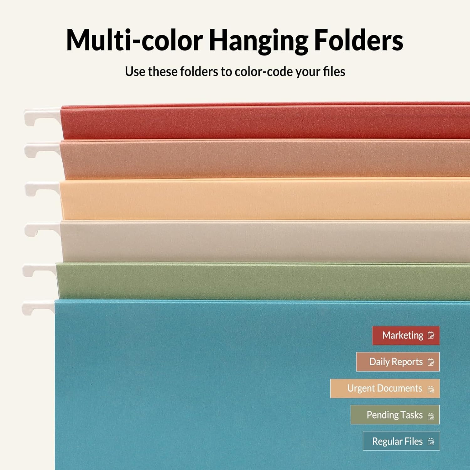 image:imageSUNEE Hanging File Folders Retro Colors 6 Pack Letter Size File Folders with 15cut Tabs Stay Organized for Your Home and Office Bulk File and DocumentsRetro Color