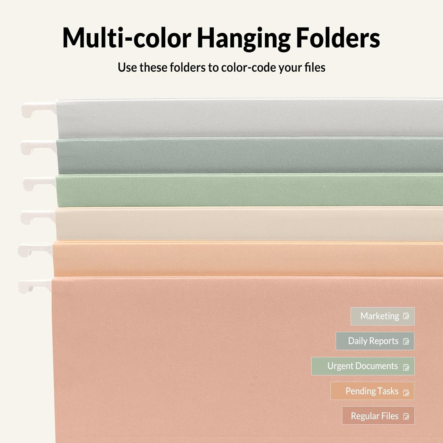 image:imageSUNEE Hanging File Folders Retro Colors 6 Pack Letter Size File Folders with 15cut Tabs Stay Organized for Your Home and Office Bulk File and DocumentsMorandi