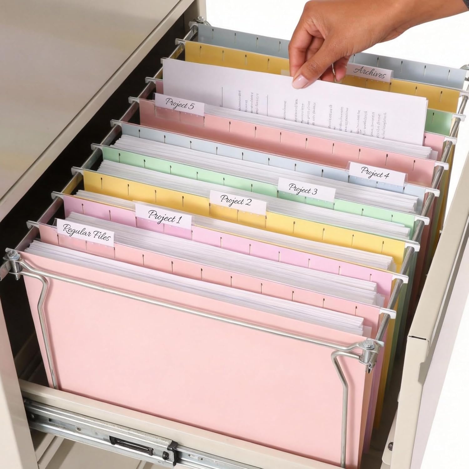 image:imageSUNEE Hanging File Folders Retro Colors 6 Pack Letter Size File Folders with 15cut Tabs Stay Organized for Your Home and Office Bulk File and DocumentsMacaron Color