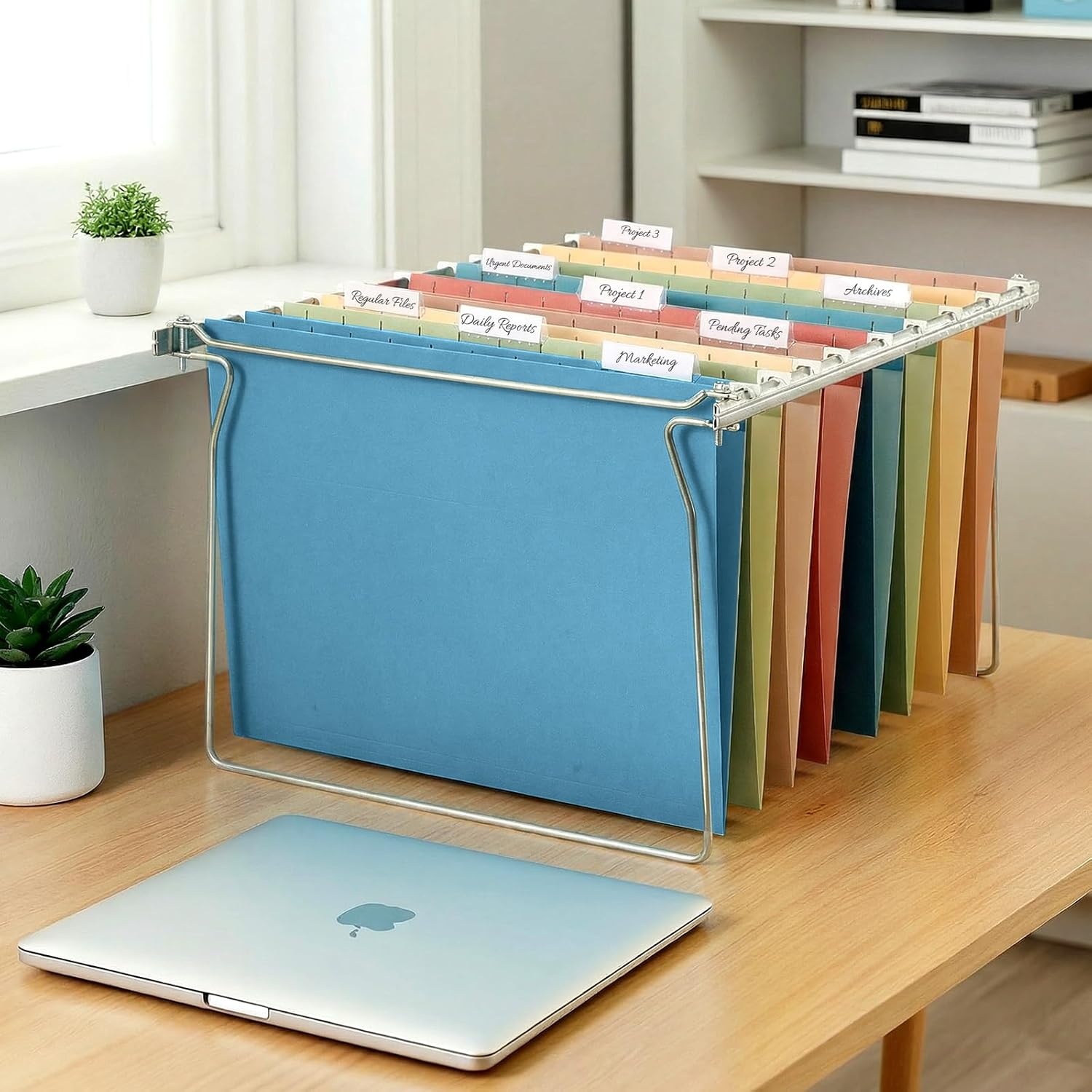 image:imageSUNEE Hanging File Folders Retro Colors 6 Pack Letter Size File Folders with 15cut Tabs Stay Organized for Your Home and Office Bulk File and DocumentsRetro Color