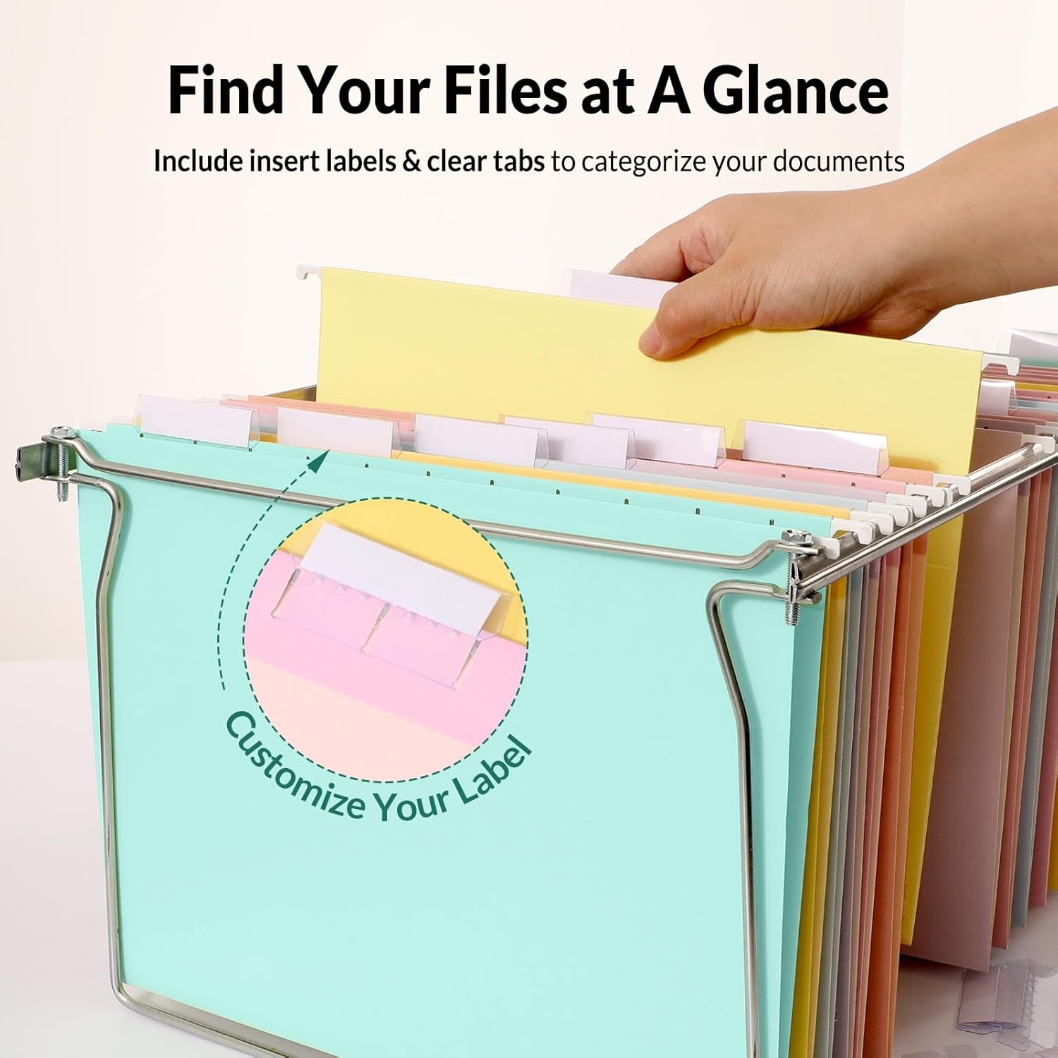 image:imageSUNEE Hanging File Folders Retro Colors 6 Pack Letter Size File Folders with 15cut Tabs Stay Organized for Your Home and Office Bulk File and DocumentsMacaron Color