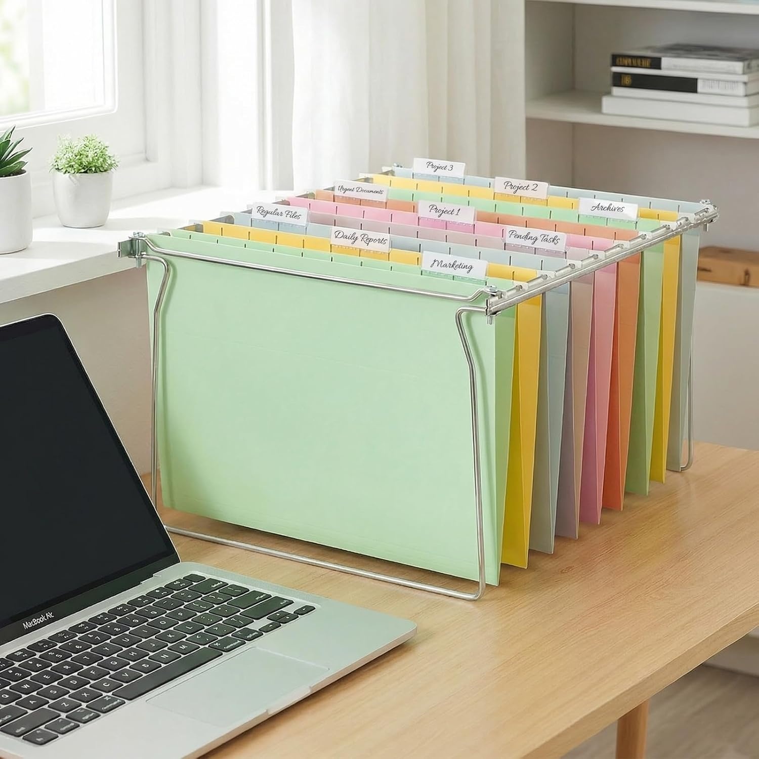image:imageSUNEE Hanging File Folders Retro Colors 6 Pack Letter Size File Folders with 15cut Tabs Stay Organized for Your Home and Office Bulk File and DocumentsMacaron Color