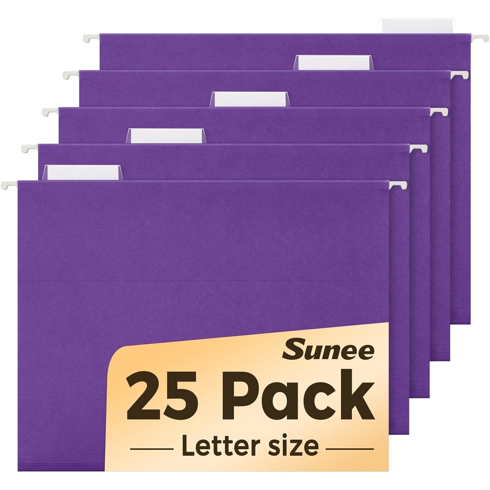 image:imageSUNEE Hanging File Folders 25 Pack Letter Size Hanging File Folders with 15Cut Tabs Ideal for Home and Office Organization and Papers ClassificationYellowPurple