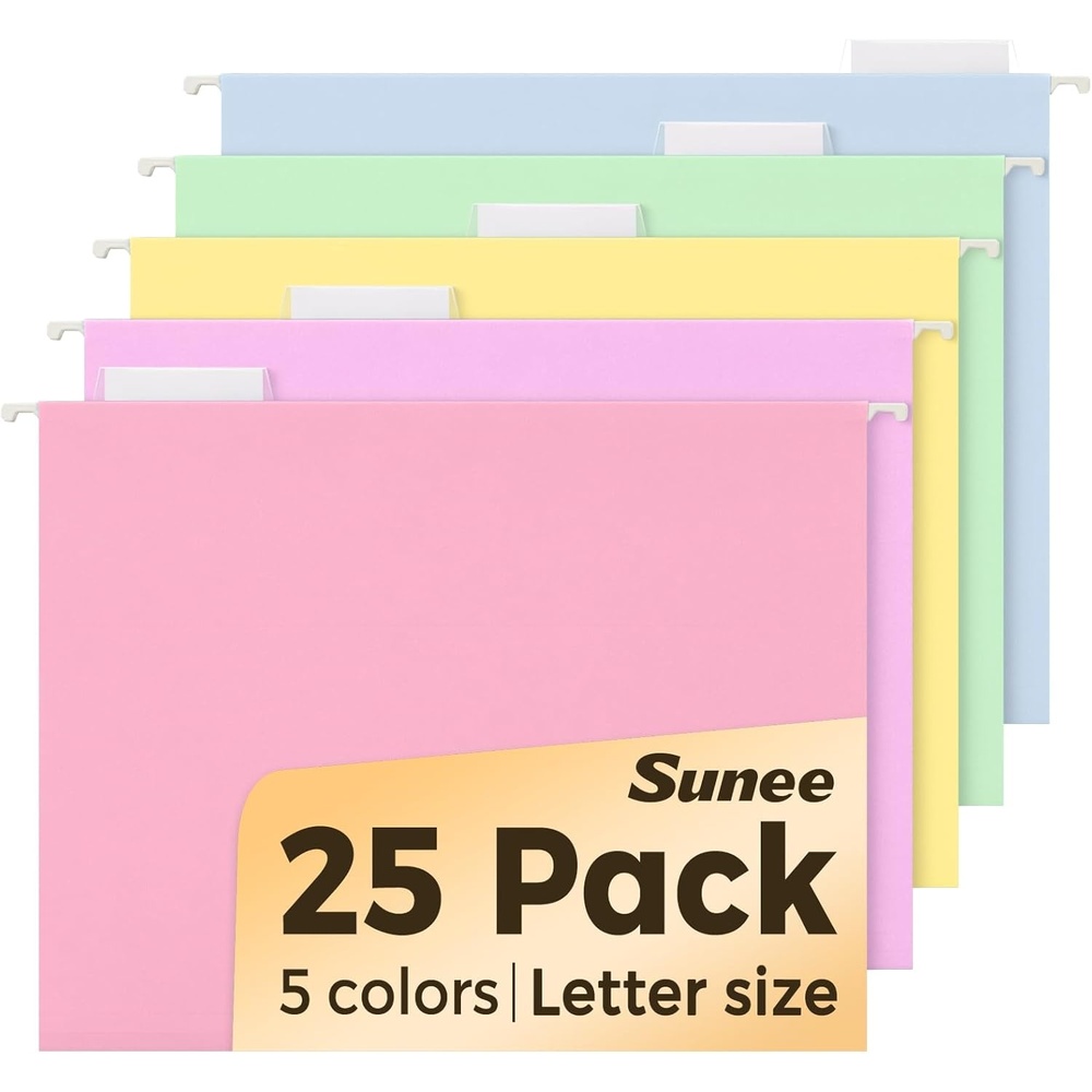 image:imageSUNEE Hanging File Folders 25 Pack Letter Size Hanging File Folders with 15Cut Tabs Ideal for Home and Office Organization and Papers ClassificationYellowSoft Colors