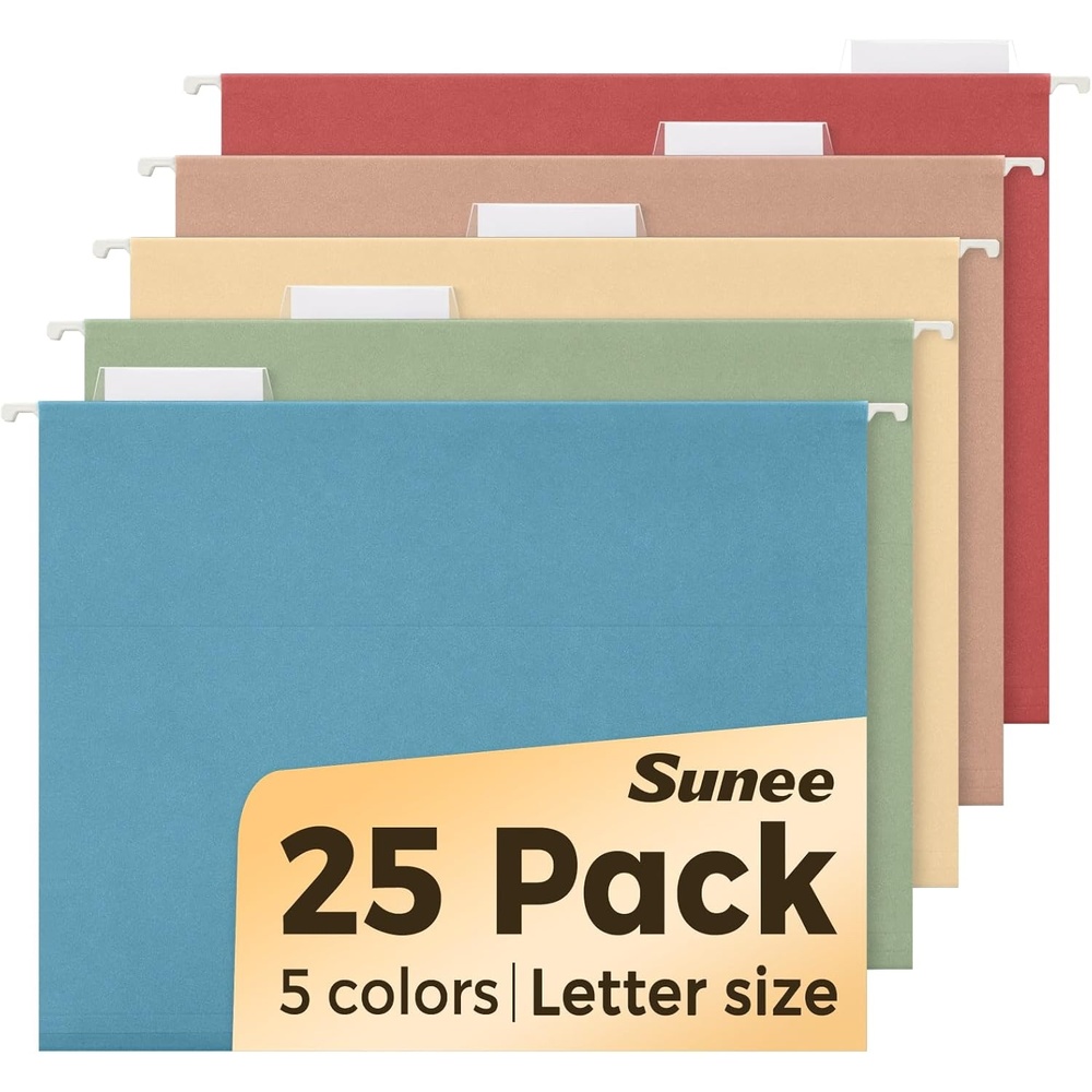 image:imageSUNEE Hanging File Folders 25 Pack Letter Size Hanging File Folders with 15Cut Tabs Ideal for Home and Office Organization and Papers ClassificationYellowRetro Colors