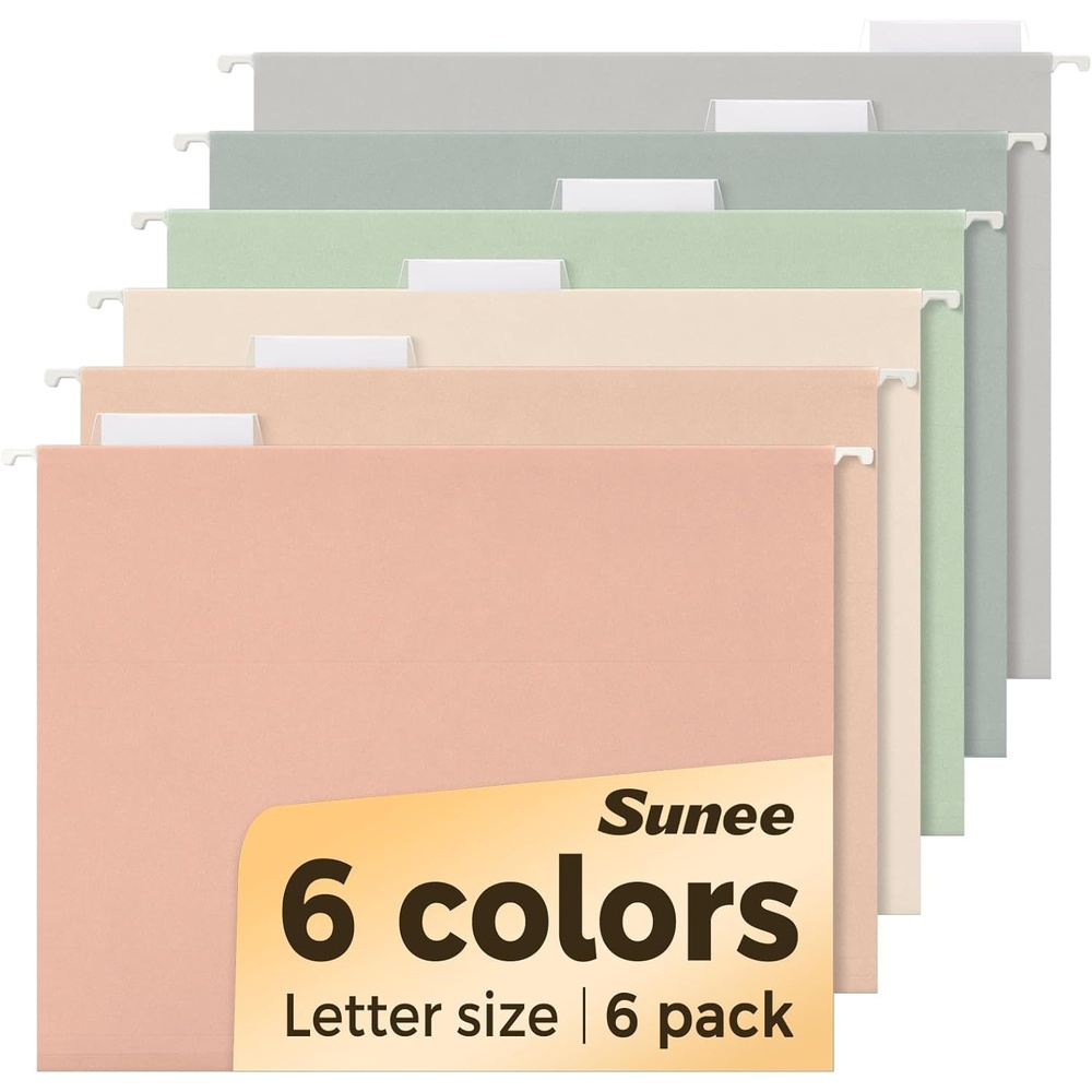 image:imageSUNEE Hanging File Folders Retro Colors 6 Pack Letter Size File Folders with 15cut Tabs Stay Organized for Your Home and Office Bulk File and DocumentsMorandi