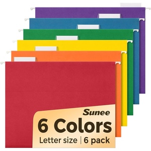 image:imageSUNEE Hanging File Folders 6 Pack Letter Size Hanging File Folders with 15Cut Tabs Ideal for Home and Office Organization and Papers ClassificationAssorted Colors