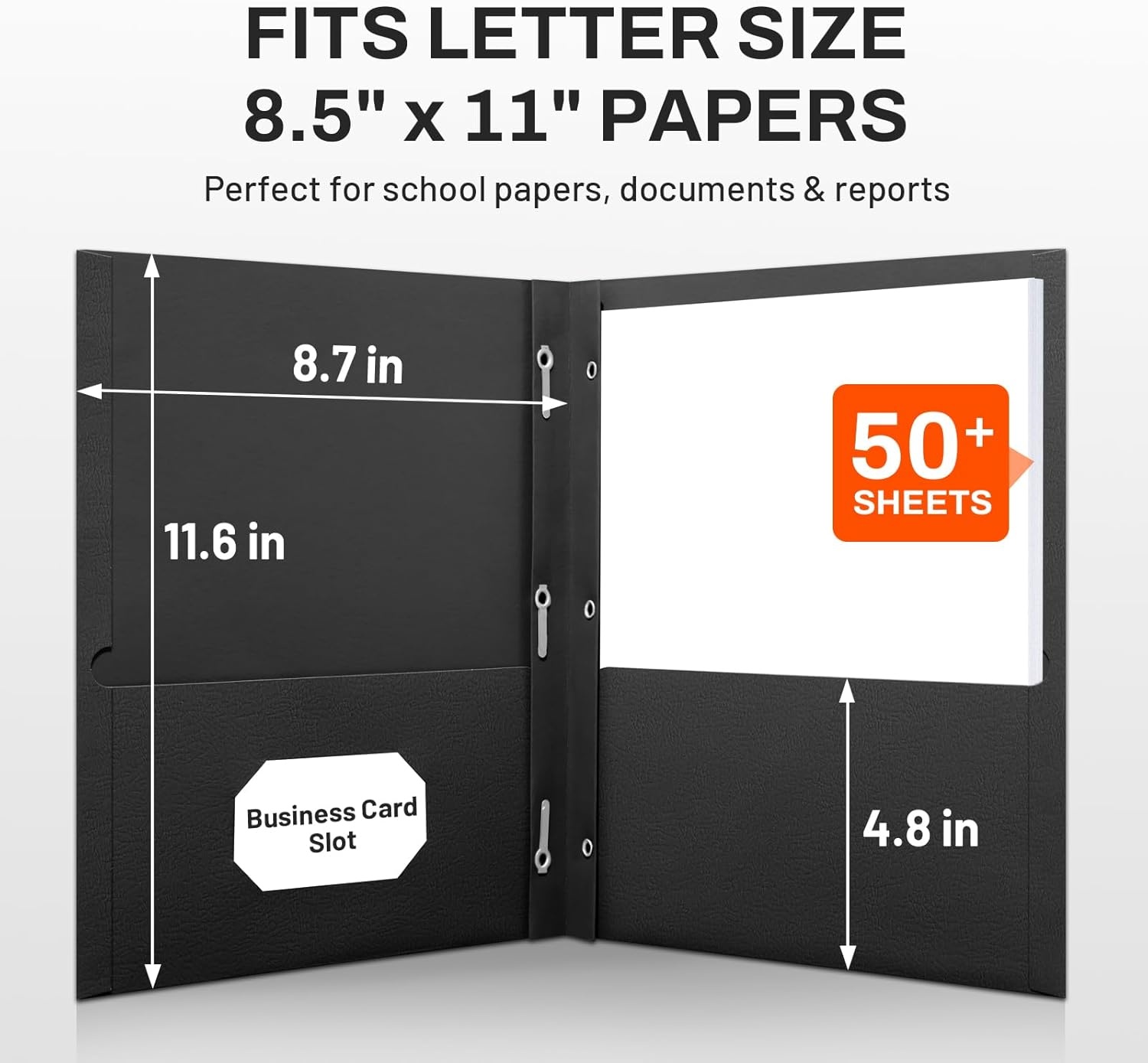 image:imageSUNEE 2 Pocket Folders with Prongs 25 Pack Yellow Paper Folders with 2 Pockets and 3 Prongs Fit Letter Size Paper Folders with Prongs for School Office Home BusinessBlack