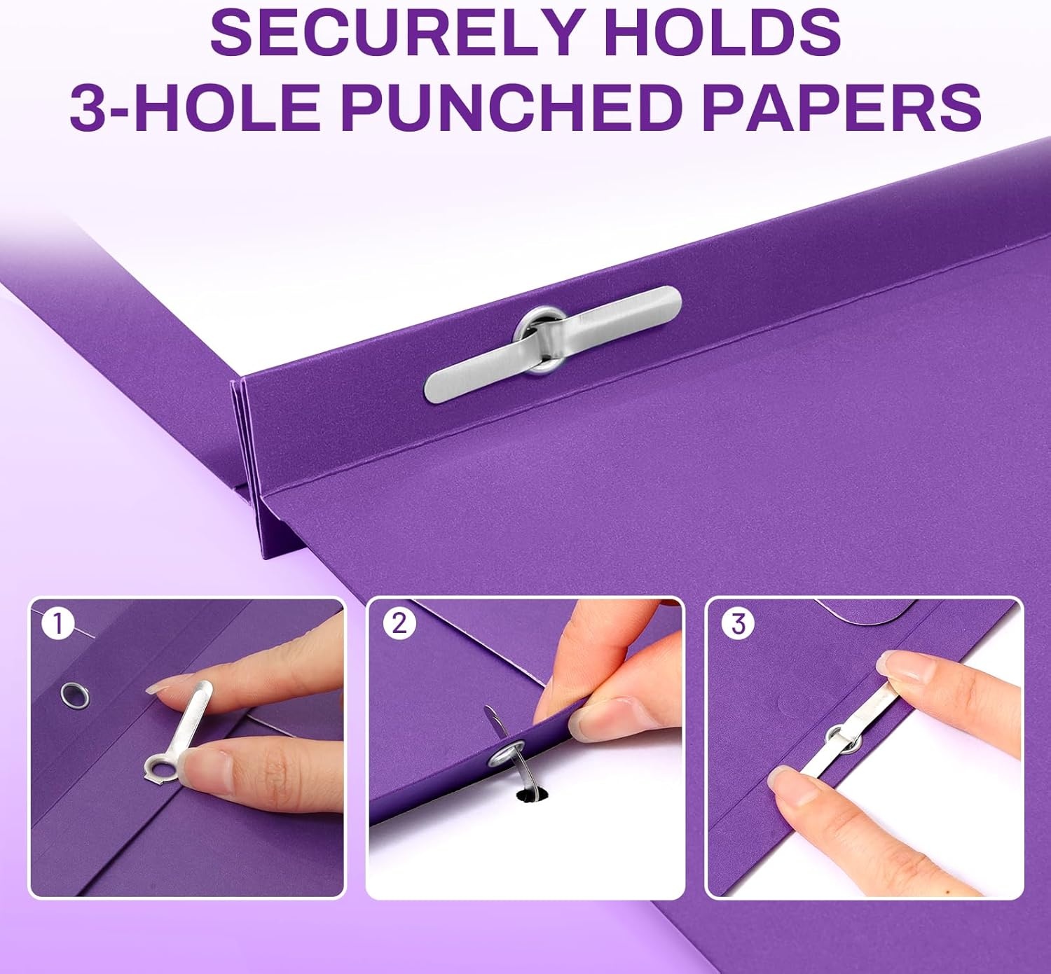 image:imageSUNEE 2 Pocket Folders with Prongs 25 Pack Yellow Paper Folders with 2 Pockets and 3 Prongs Fit Letter Size Paper Folders with Prongs for School Office Home BusinessPurple