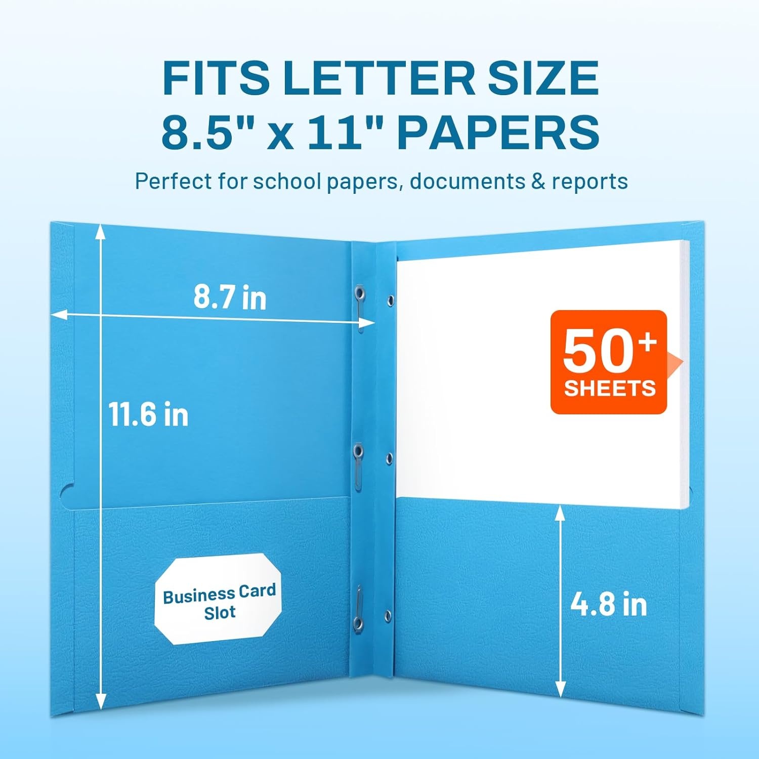 image:imageSUNEE 2 Pocket Folders with Prongs 25 Pack Yellow Paper Folders with 2 Pockets and 3 Prongs Fit Letter Size Paper Folders with Prongs for School Office Home BusinessBlue