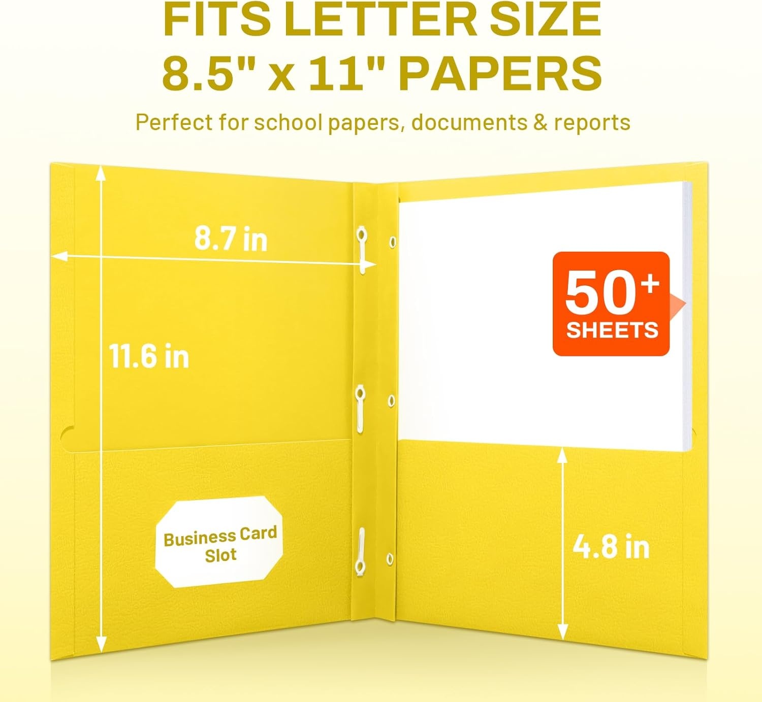 image:imageSUNEE 2 Pocket Folders with Prongs 25 Pack Yellow Paper Folders with 2 Pockets and 3 Prongs Fit Letter Size Paper Folders with Prongs for School Office Home BusinessYellow