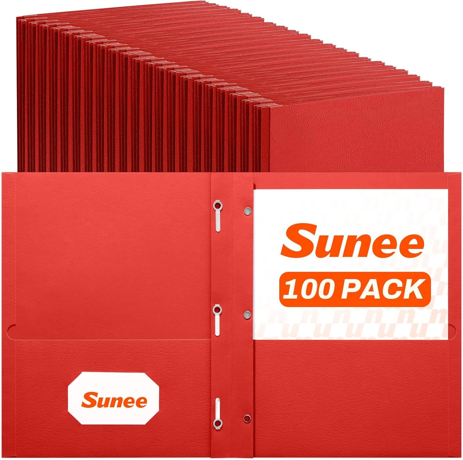image:imageSUNEE 2 Pocket Folders with Prongs 25 Pack Yellow Paper Folders with 2 Pockets and 3 Prongs Fit Letter Size Paper Folders with Prongs for School Office Home BusinessRed