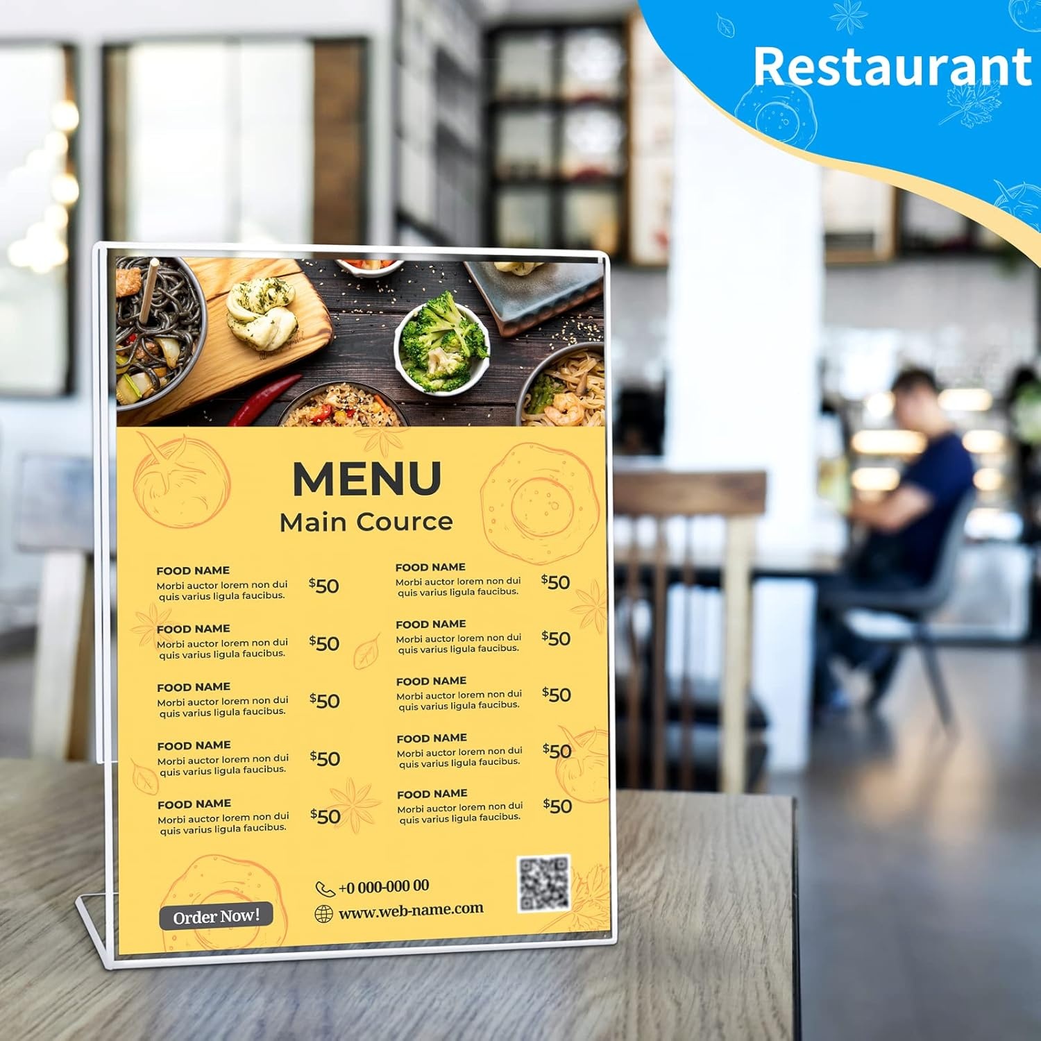 image:imageSUNEE 6 Pack Acrylic Sign Holder 85x11 Clear Plastic Paper Stand for Flyers and Menus Vertical LShape Display Frame for Restaurant Office Stores Tabletop