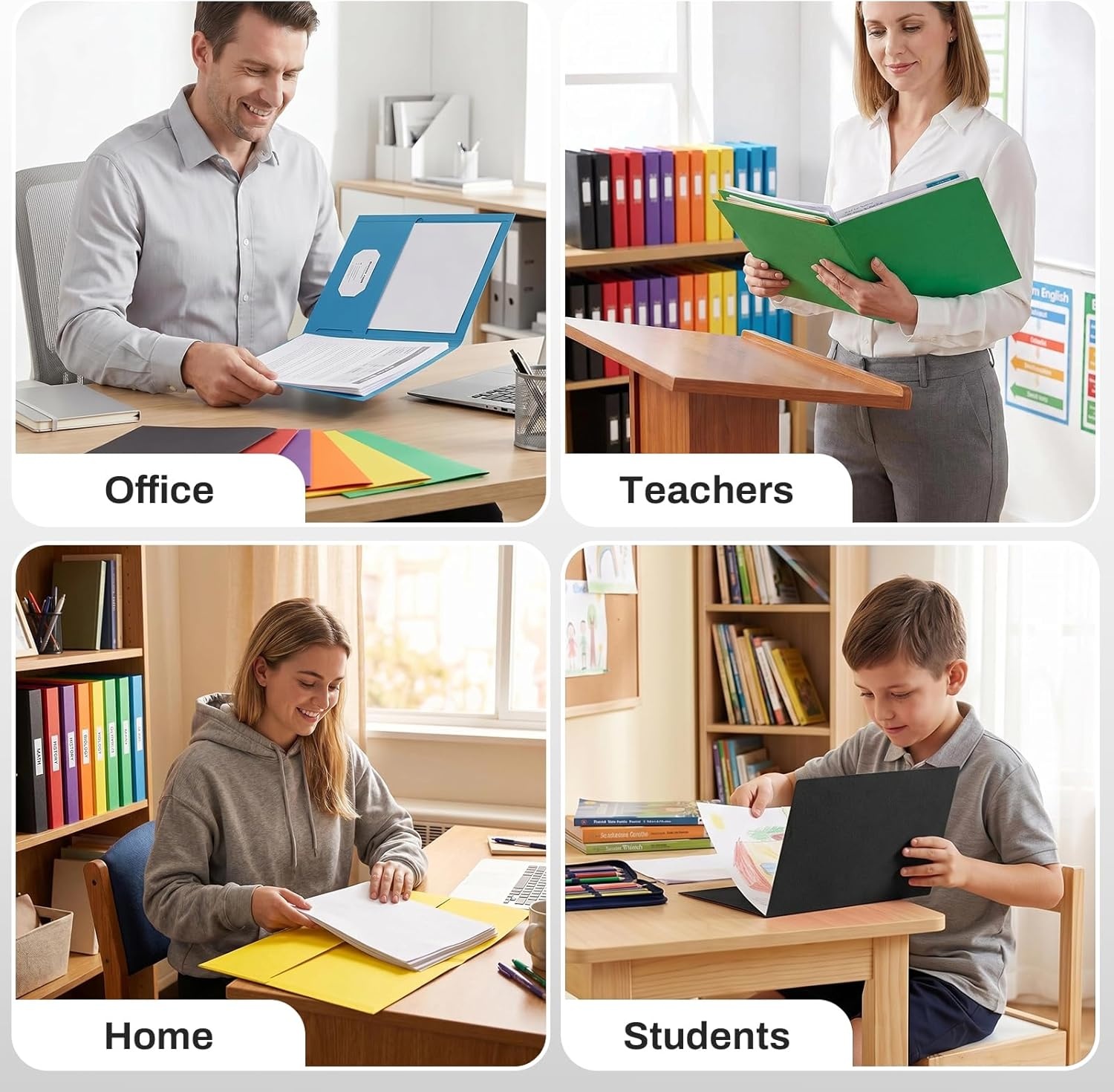 image:imageSUNEE Folders with Pockets25 Pack Blue 2 Pocket Folders Fit Letter Size Paper Paper File Folder for School Office Home BusinessBlack