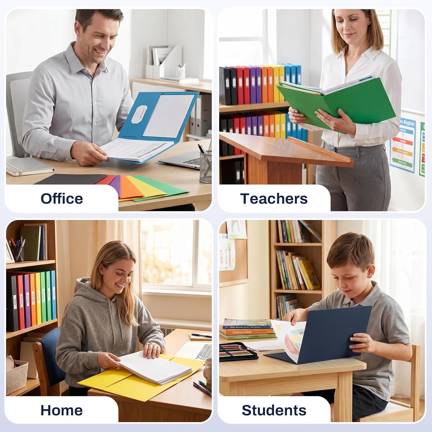 image:imageSUNEE Folders with Pockets25 Pack Blue 2 Pocket Folders Fit Letter Size Paper Paper File Folder for School Office Home BusinessDark Blue
