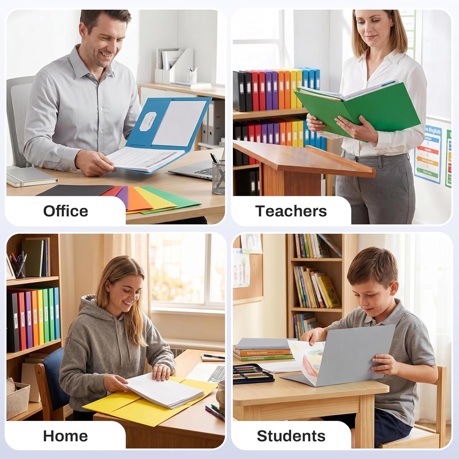image:imageSUNEE Folders with Pockets25 Pack Blue 2 Pocket Folders Fit Letter Size Paper Paper File Folder for School Office Home BusinessGrey