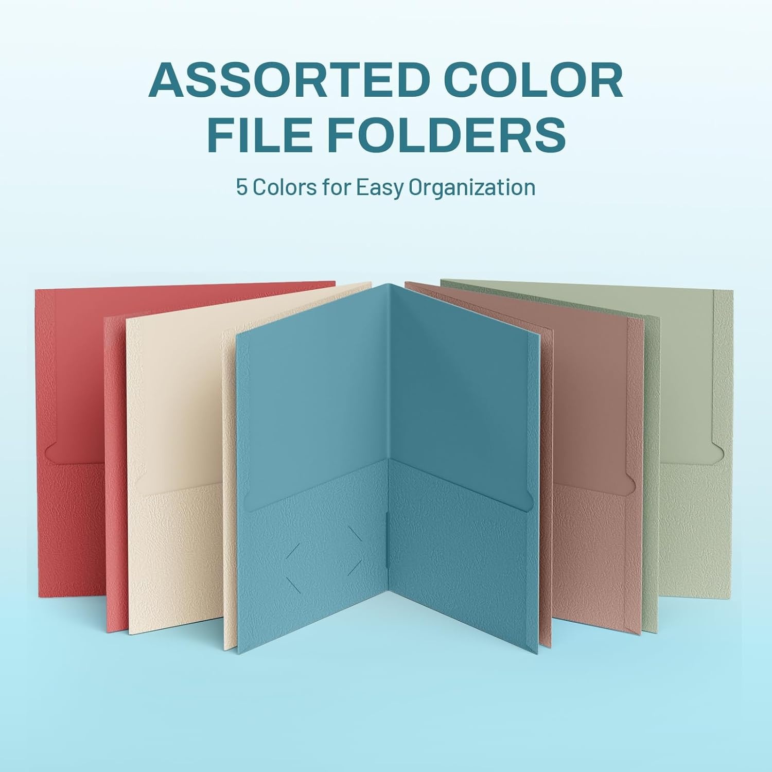 image:imageSUNEE Folders with Pockets25 Pack Blue 2 Pocket Folders Fit Letter Size Paper Paper File Folder for School Office Home BusinessMulticolored 3