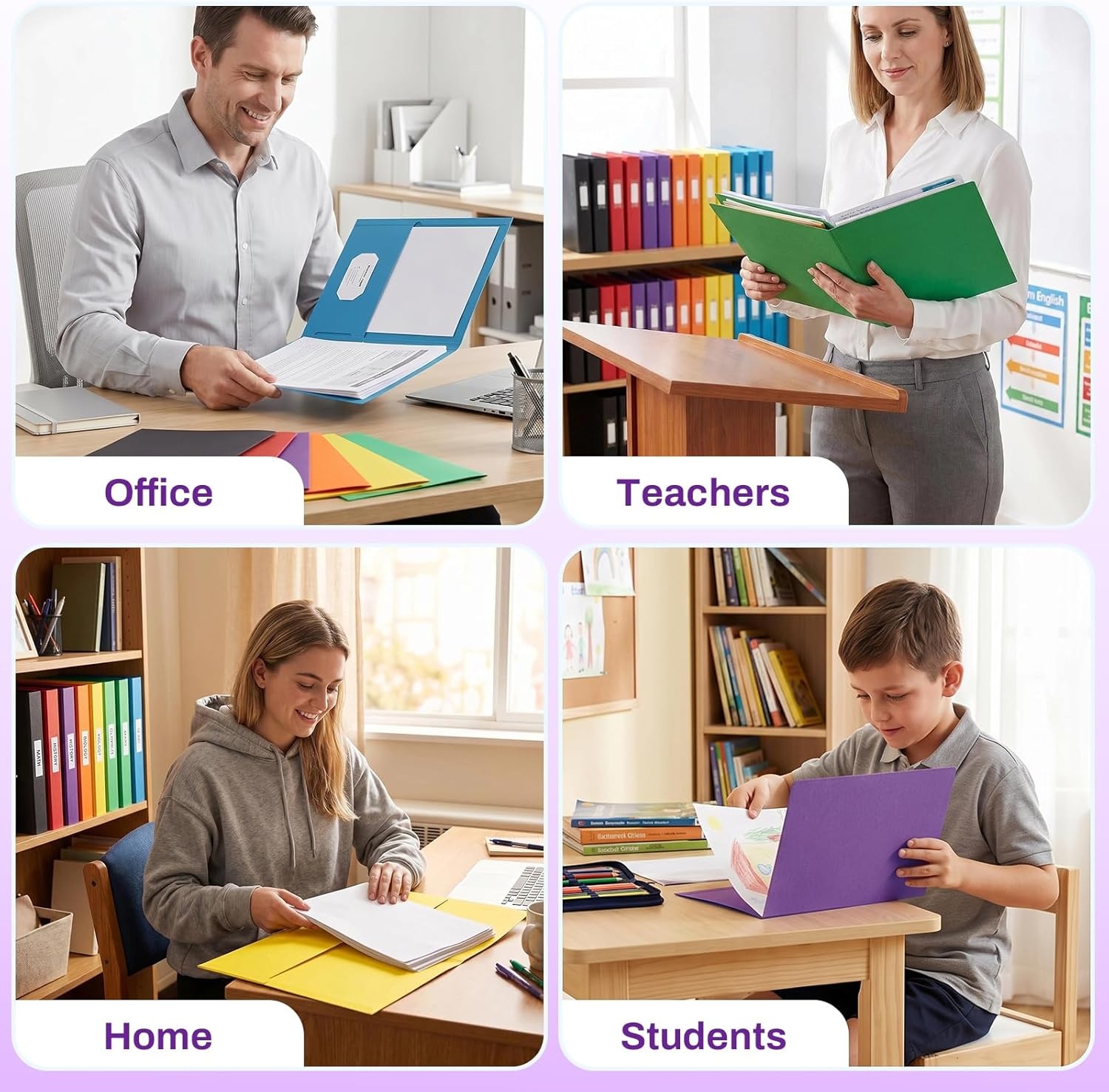 image:imageSUNEE Folders with Pockets25 Pack Blue 2 Pocket Folders Fit Letter Size Paper Paper File Folder for School Office Home BusinessPurple