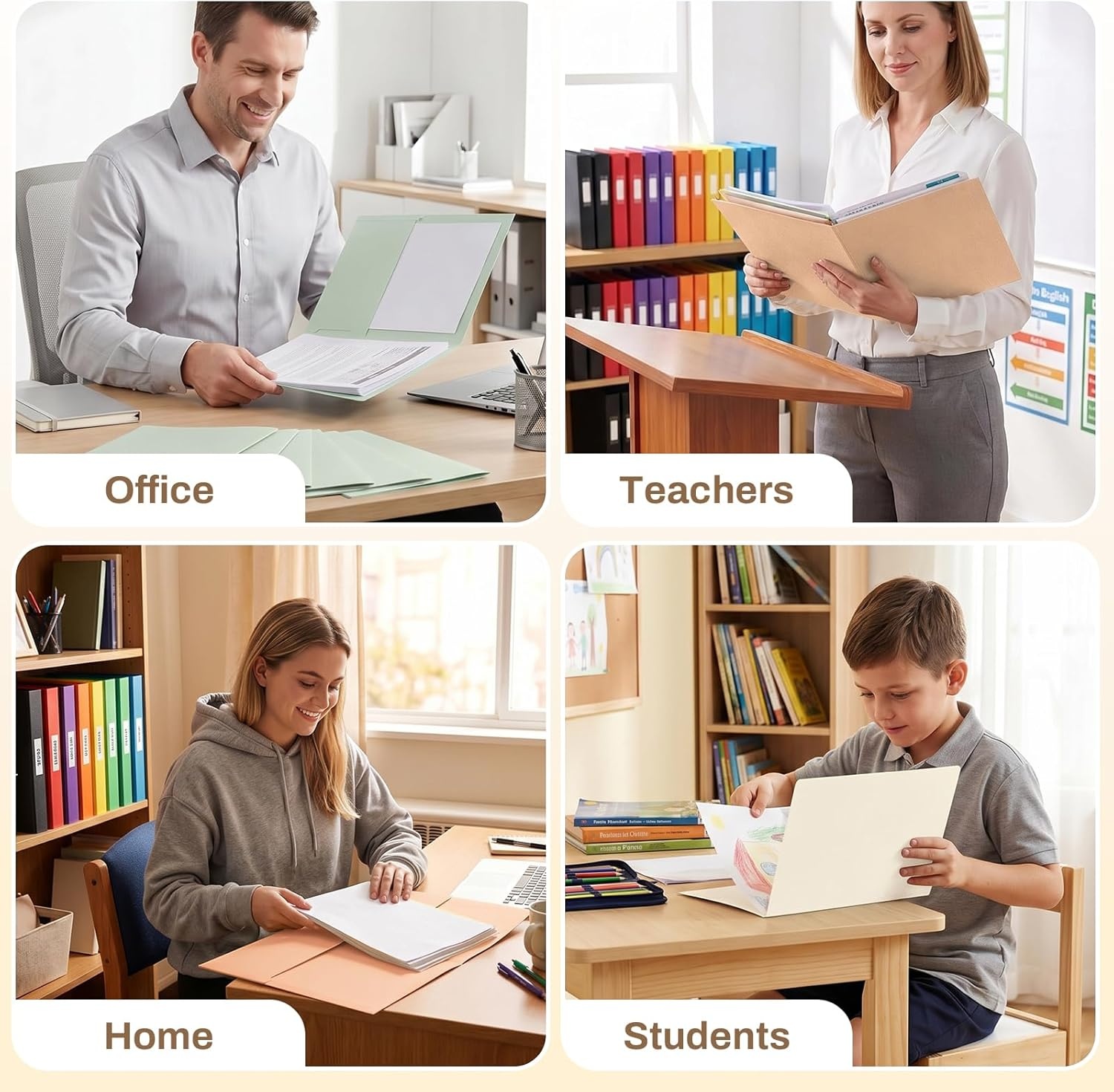 image:imageSUNEE Folders with Pockets25 Pack Blue 2 Pocket Folders Fit Letter Size Paper Paper File Folder for School Office Home BusinessWarm Beige