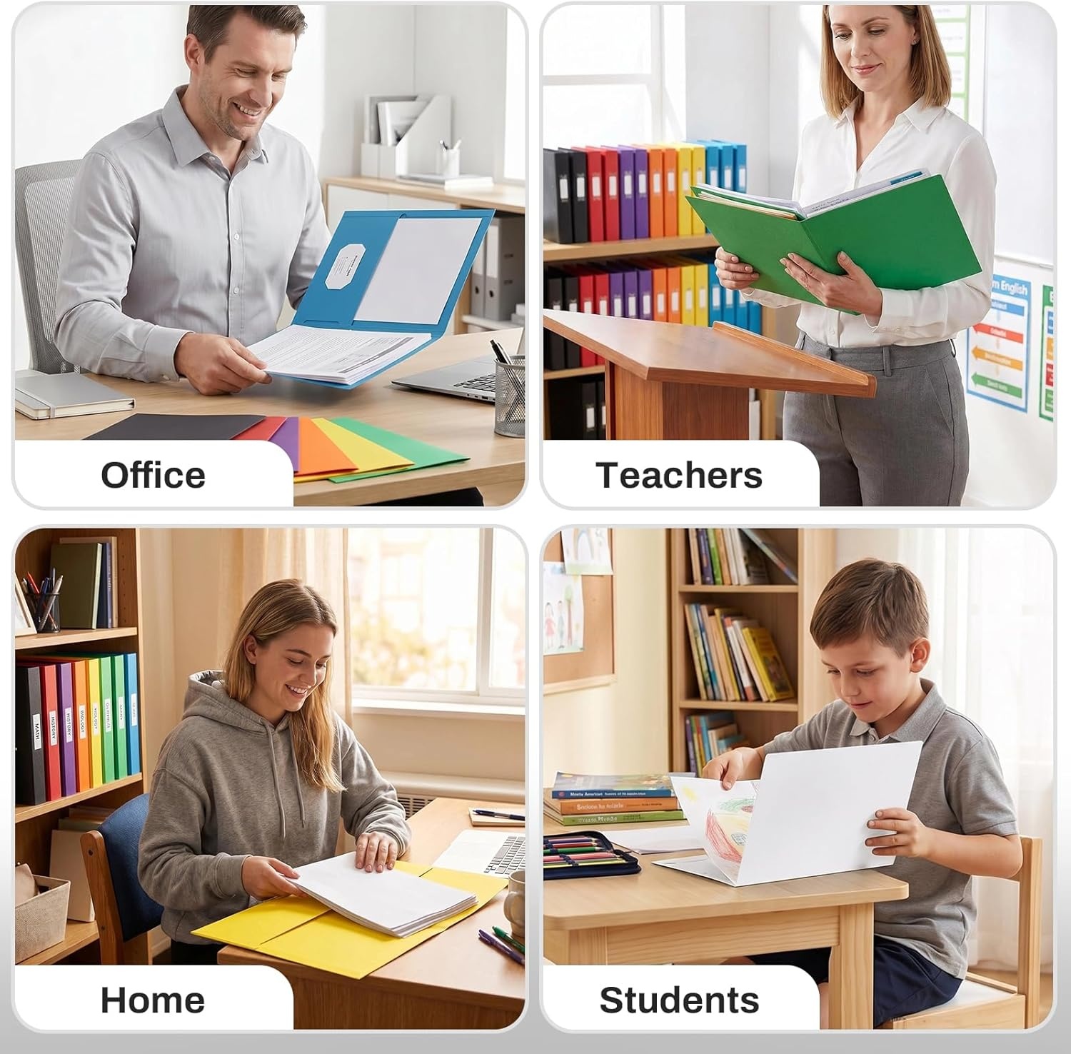 image:imageSUNEE Folders with Pockets25 Pack Blue 2 Pocket Folders Fit Letter Size Paper Paper File Folder for School Office Home BusinessWhite