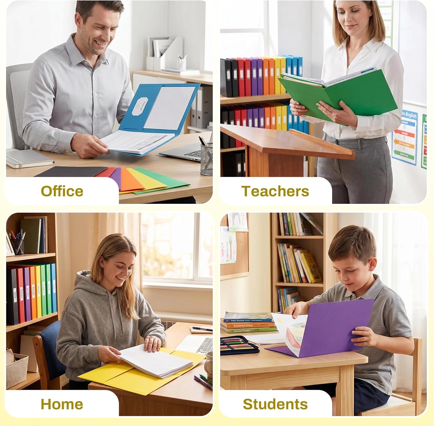image:imageSUNEE Folders with Pockets25 Pack Blue 2 Pocket Folders Fit Letter Size Paper Paper File Folder for School Office Home BusinessYellow
