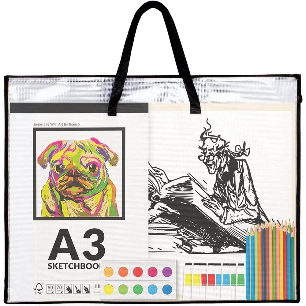 image:imageSUNEE 18x24 Art Portfolio Bag Artist Supply Organizer with Handle Zippered Storage Folder for Artwork Poster Scrapbook Keepsake and Bulletin Board