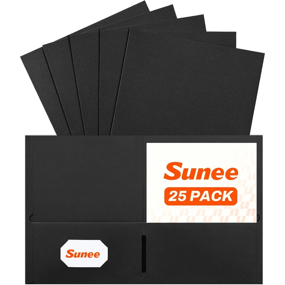 image:imageSUNEE Folders with Pockets25 Pack Blue 2 Pocket Folders Fit Letter Size Paper Paper File Folder for School Office Home BusinessBlack