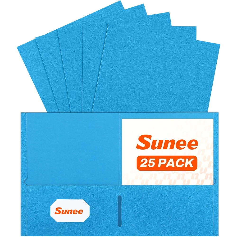 image:imageSUNEE Folders with Pockets25 Pack Blue 2 Pocket Folders Fit Letter Size Paper Paper File Folder for School Office Home BusinessBlue