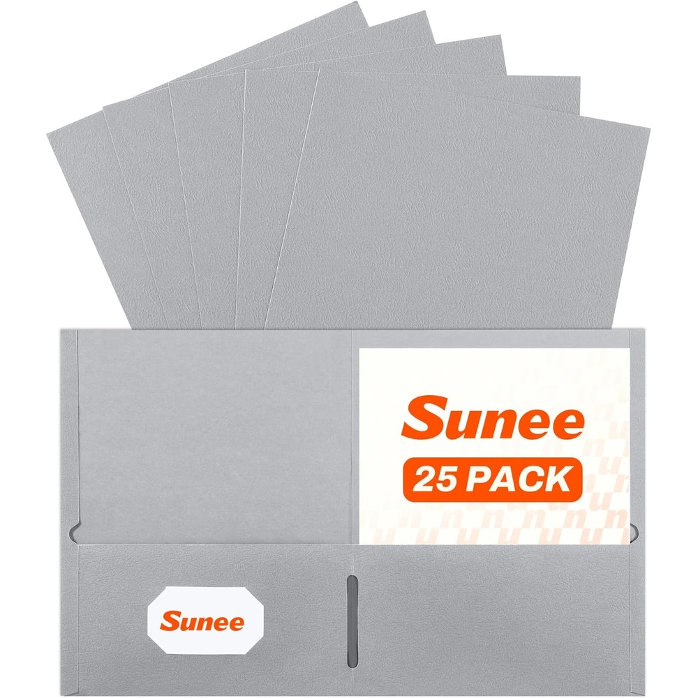 image:imageSUNEE Folders with Pockets25 Pack Blue 2 Pocket Folders Fit Letter Size Paper Paper File Folder for School Office Home BusinessGrey