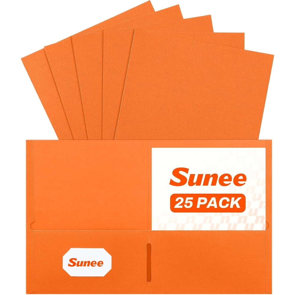 image:imageSUNEE Folders with Pockets25 Pack Blue 2 Pocket Folders Fit Letter Size Paper Paper File Folder for School Office Home BusinessOrange