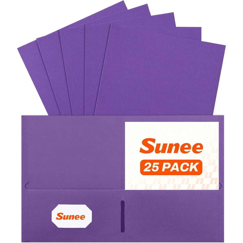 image:imageSUNEE Folders with Pockets25 Pack Blue 2 Pocket Folders Fit Letter Size Paper Paper File Folder for School Office Home BusinessPurple