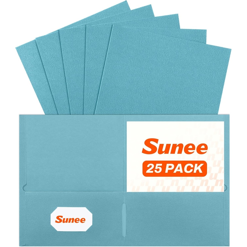 image:imageSUNEE Folders with Pockets25 Pack Blue 2 Pocket Folders Fit Letter Size Paper Paper File Folder for School Office Home BusinessWarm Blue