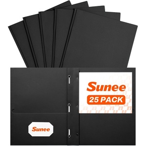 image:imageSUNEE 2 Pocket Folders with Prongs 25 Pack Yellow Paper Folders with 2 Pockets and 3 Prongs Fit Letter Size Paper Folders with Prongs for School Office Home BusinessBlack