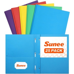 image:imageSUNEE 2 Pocket Folders with Prongs 25 Pack Yellow Paper Folders with 2 Pockets and 3 Prongs Fit Letter Size Paper Folders with Prongs for School Office Home BusinessMulticolored
