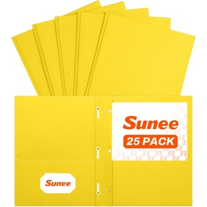 image:imageSUNEE 2 Pocket Folders with Prongs 25 Pack Yellow Paper Folders with 2 Pockets and 3 Prongs Fit Letter Size Paper Folders with Prongs for School Office Home BusinessYellow