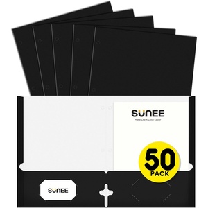 image:imageSUNEE Folders with Pockets 3 Hole Punched50 Pack Dark Blue 2 Pocket Folders Fit Letter Size Paper Paper File Folder for School Office Home BussinessBlack