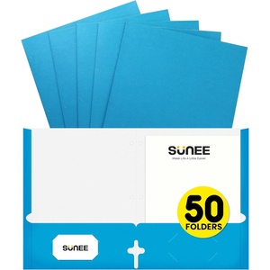 image:imageSUNEE Folders with Pockets 3 Hole Punched50 Pack Dark Blue 2 Pocket Folders Fit Letter Size Paper Paper File Folder for School Office Home BussinessBlue