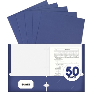 image:imageSUNEE Folders with Pockets 3 Hole Punched50 Pack Dark Blue 2 Pocket Folders Fit Letter Size Paper Paper File Folder for School Office Home BussinessDark Blue